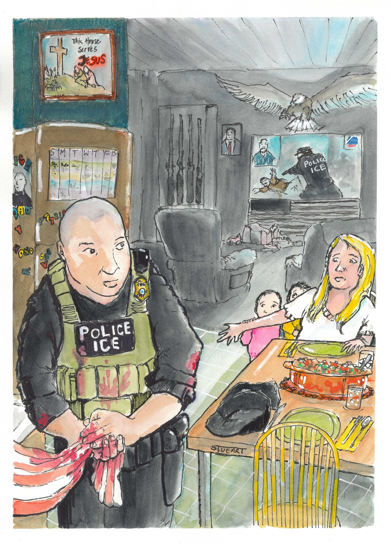 "Where is the Line?" (11 x 15) watercolor, mixed media on paper, 1-27-2026.