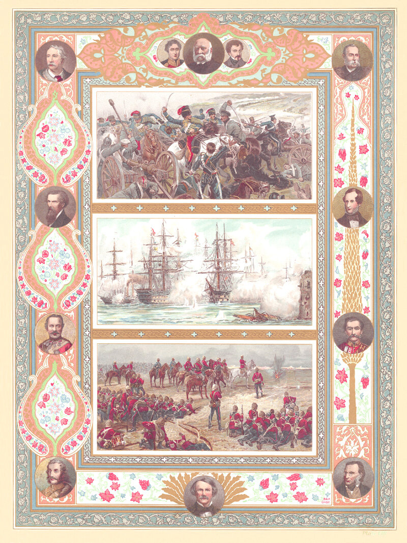 ADVERT CHROMOLITHOGRAPH SHOWING MILITARY AND SHIPPING SCENES PLATEV111.jpg