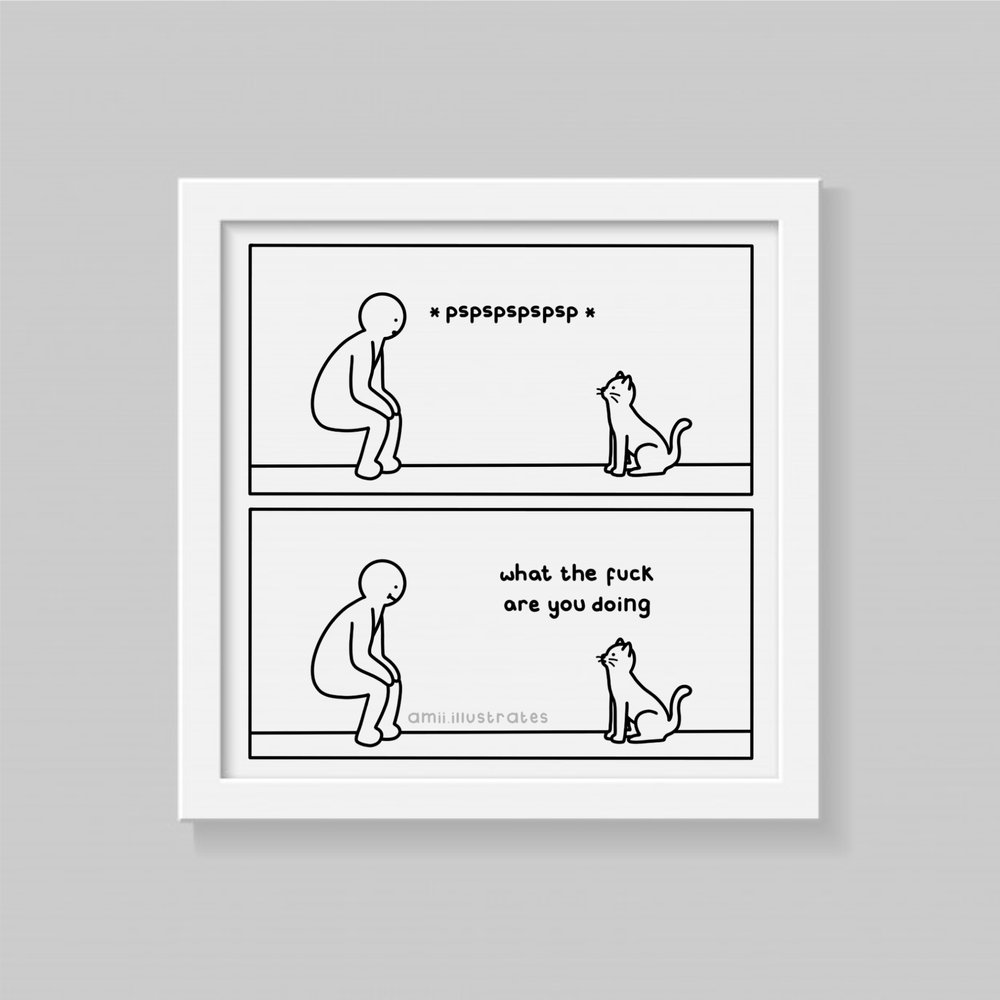 Funny Pspsps Cat Print - Amii Illustrates