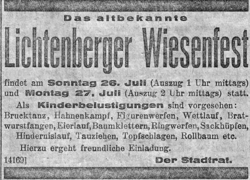 Repro: Helmut Welte; Zufallsfund durch Andreas Arlich - Anzeige in der Frankenpost von 1925 -