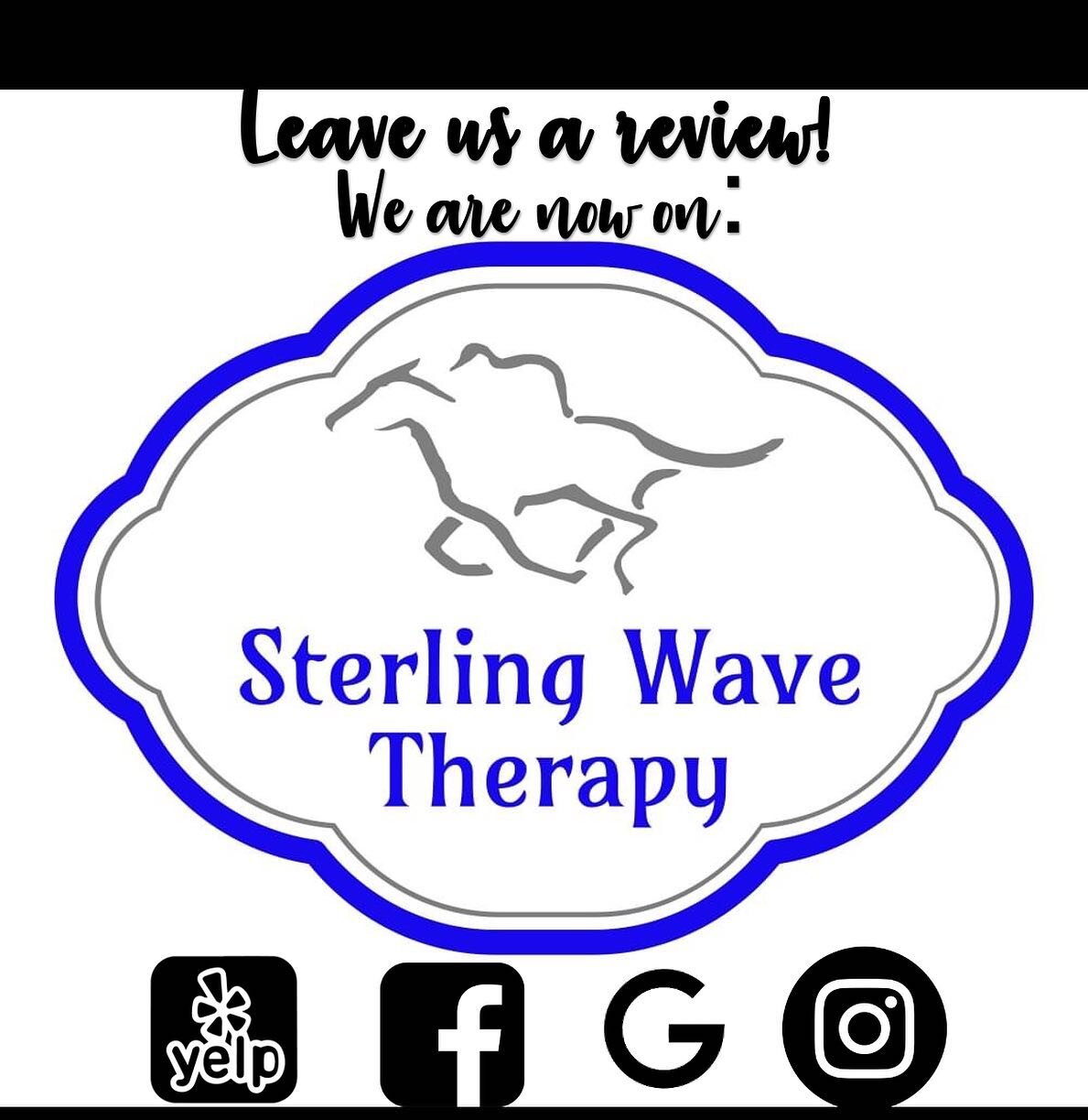 If you&rsquo;ve had an awesome experience with us please go leave us a review! 🥰🤗
&bull;
&bull;
&bull;
&bull;

#therapy #healing #equine #humans #pets #painless #recovery #relaxing  #PMEF #sterlingwave #strelingwavetherapy #depressiontreatmant #pai