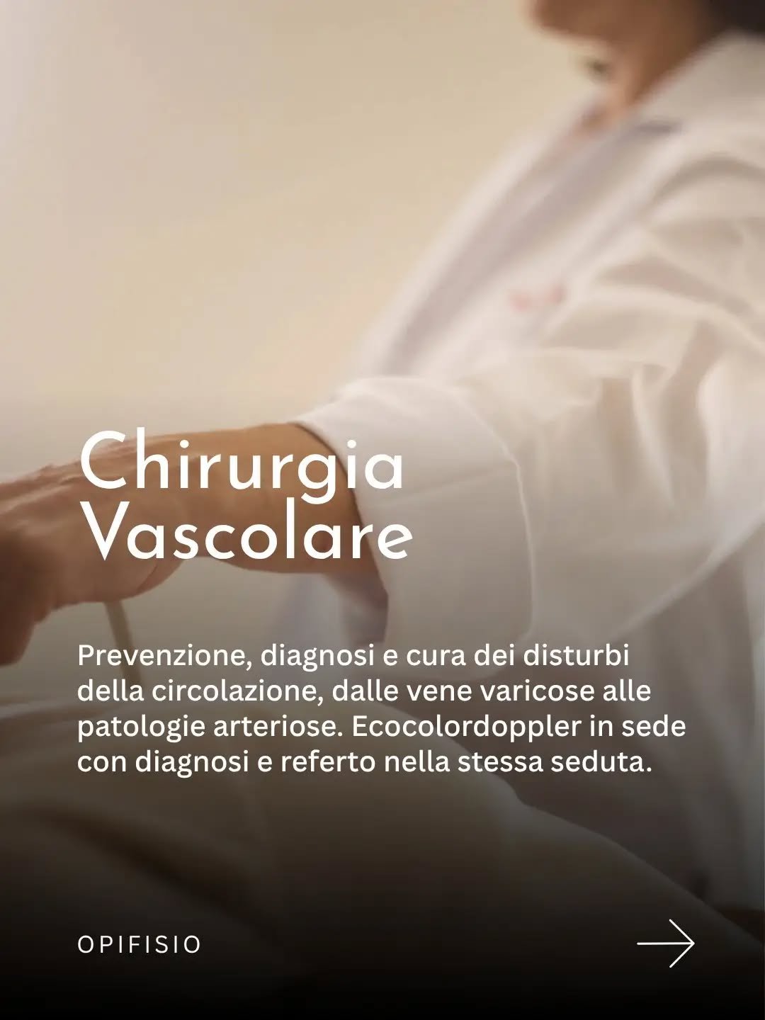 Gambe pesanti, capillari visibili o vuoi semplicemente fare un controllo alla circolazione? 🦵✨

La diagnosi precoce fa la differenza. Presso Opifisio, la Dott.ssa Maria Rosaria Cirielli (Chirurga Vascolare) esegue visite specialistiche integrate da 