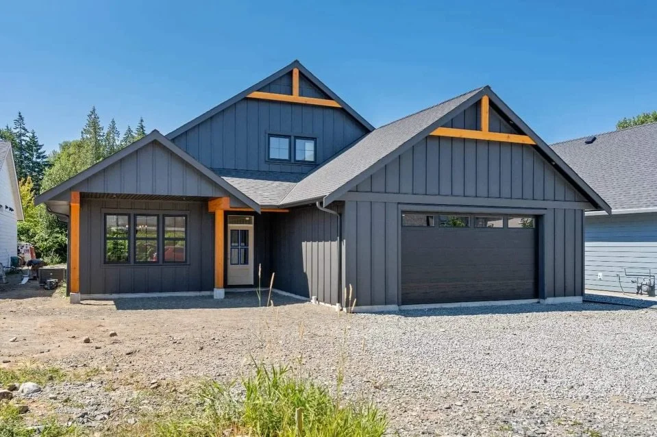 A gorgeous, deep blue for the exterior of this Parksville rancher. 

Interested in a custom home in Parksville, Lantzville, Nanaimo or a surrounding community? We know a guy 😉 

Call today and let&rsquo;s see if we&rsquo;re a good fit for one anothe