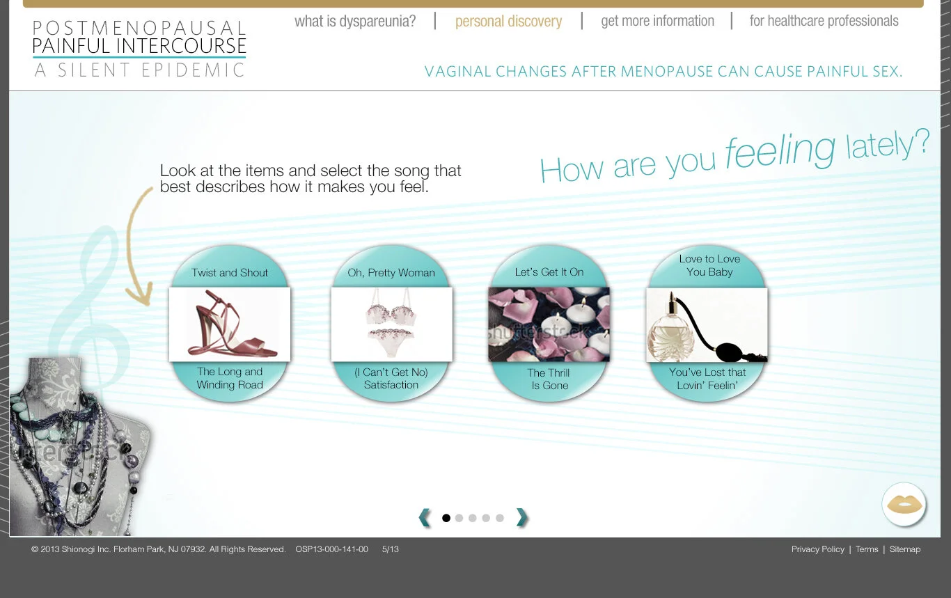 Part of the quiz asking women to describe how they feel about intimacy when shown some common intimate imagery