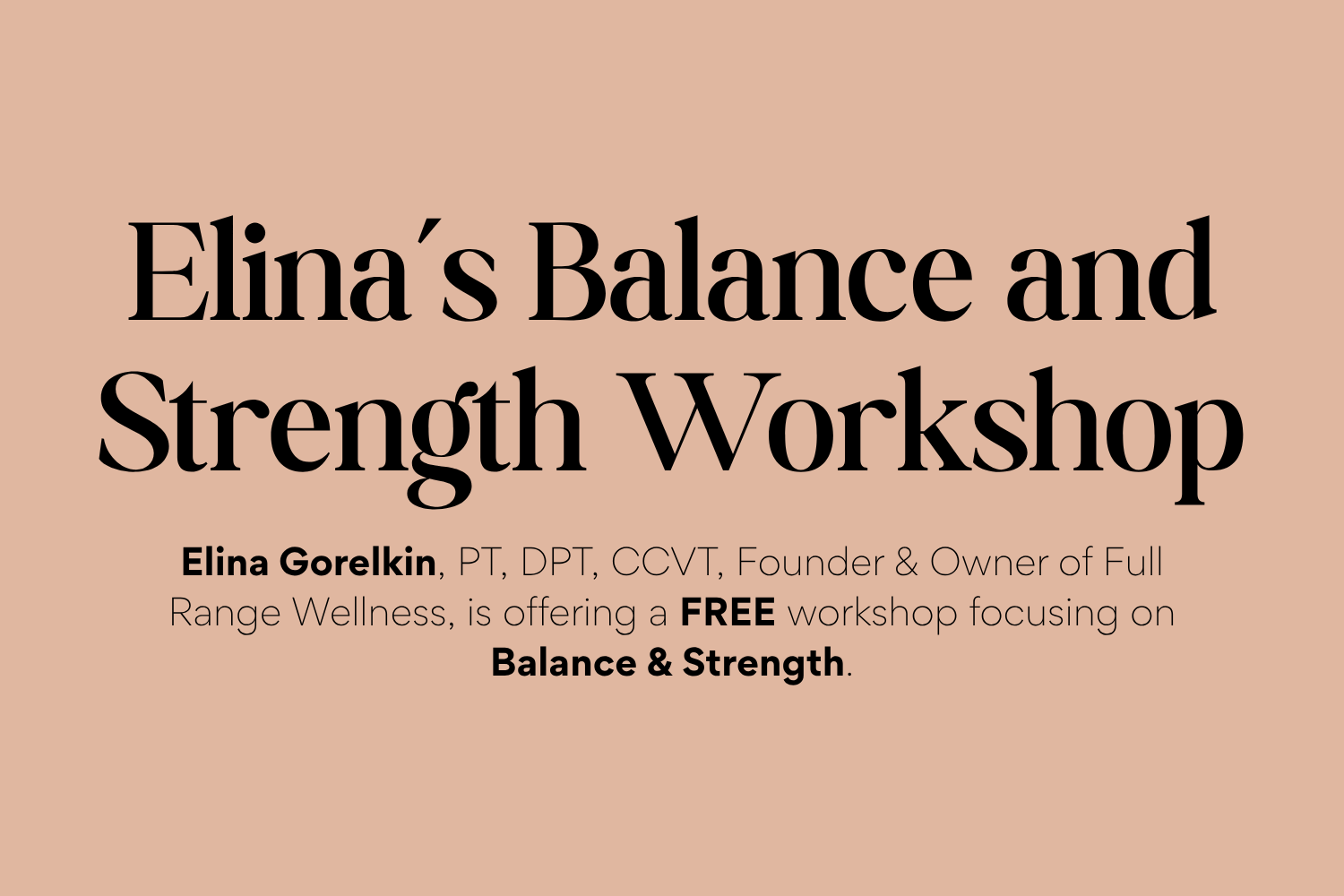 Elina’s Balance and Strength Workshop