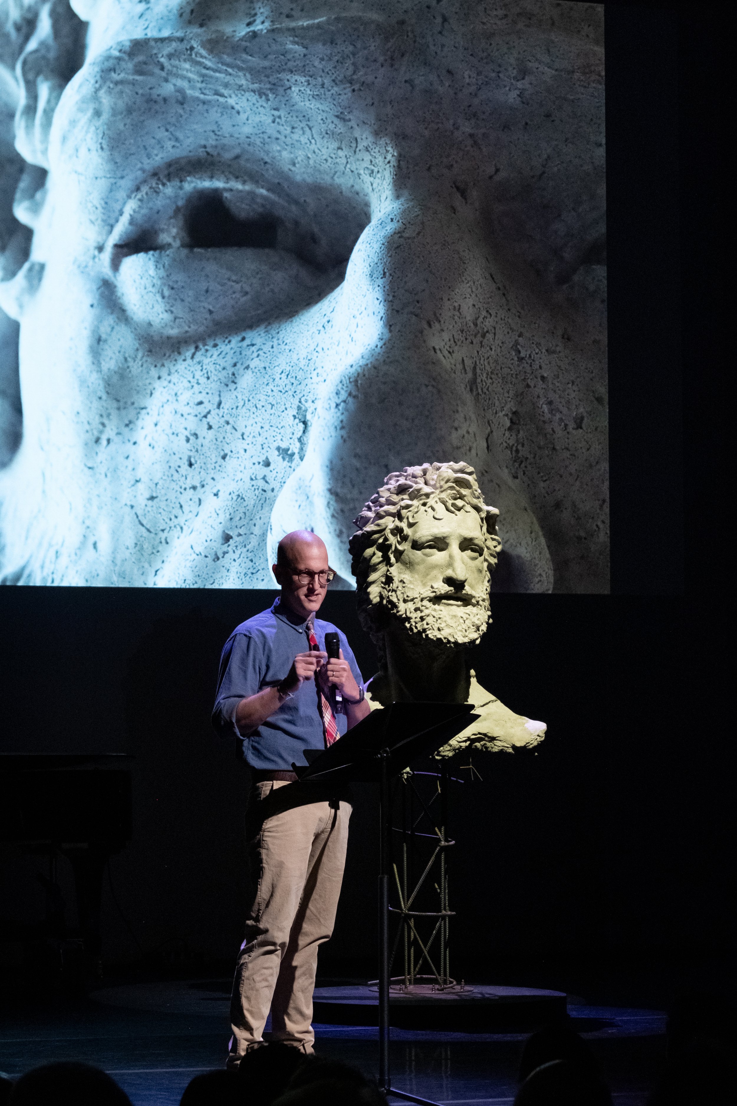  Sculptor Daniel Crosby created and presented his piece, “Decreased: An Interpretation of John the Baptist,” exploring the contrast between humanity’s desire to leave a legacy and John the Baptist’s conviction that God must “increase” while he must “