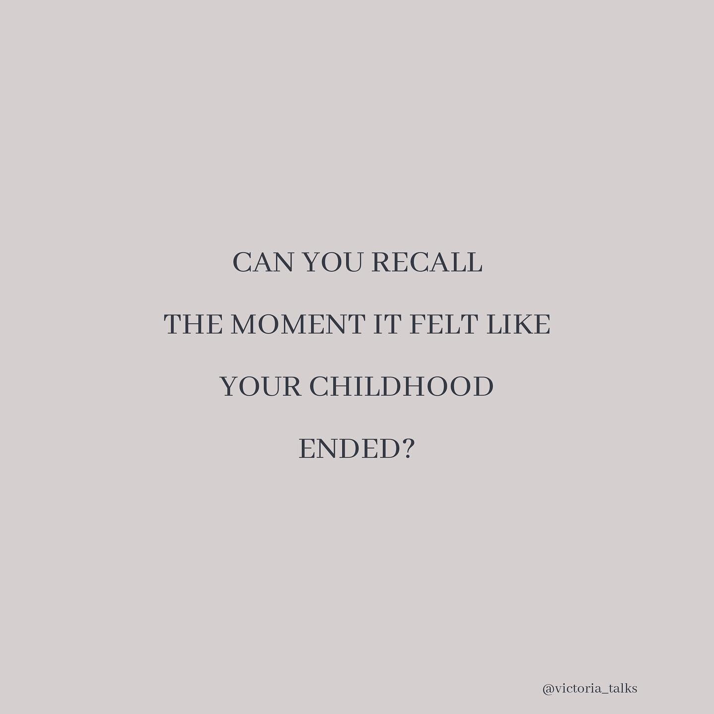 The answer to this question might be a difficult one, it might be less of a moment and more of a period of time over many months and even years, it might be after the death of a parent/family member or loved one, it might be during physical changes a