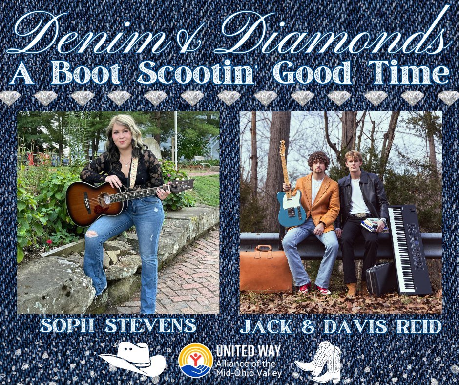 Do you have your tickets for Denim &amp; Diamonds yet? It's going to be A Boot Scootin' Good Time! 🤠💎🎶

📅 Saturday, February 7th
⏱️ 7:00-11:00 PM
📍 Grand Pointe Conference Center

Enjoy live entertainment from Jack and Davis Reid Music and Soph 