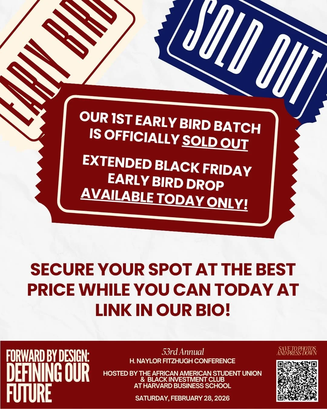 📣Our 1st batch of early bird tickets for the 53rd Annual H. Naylor Fitzhugh Conference is officially SOLD OUT!  We have an Extended Black Friday Early Bird Drop that is available TODAY ONLY! Hurry and secure your spot at the best price while you can