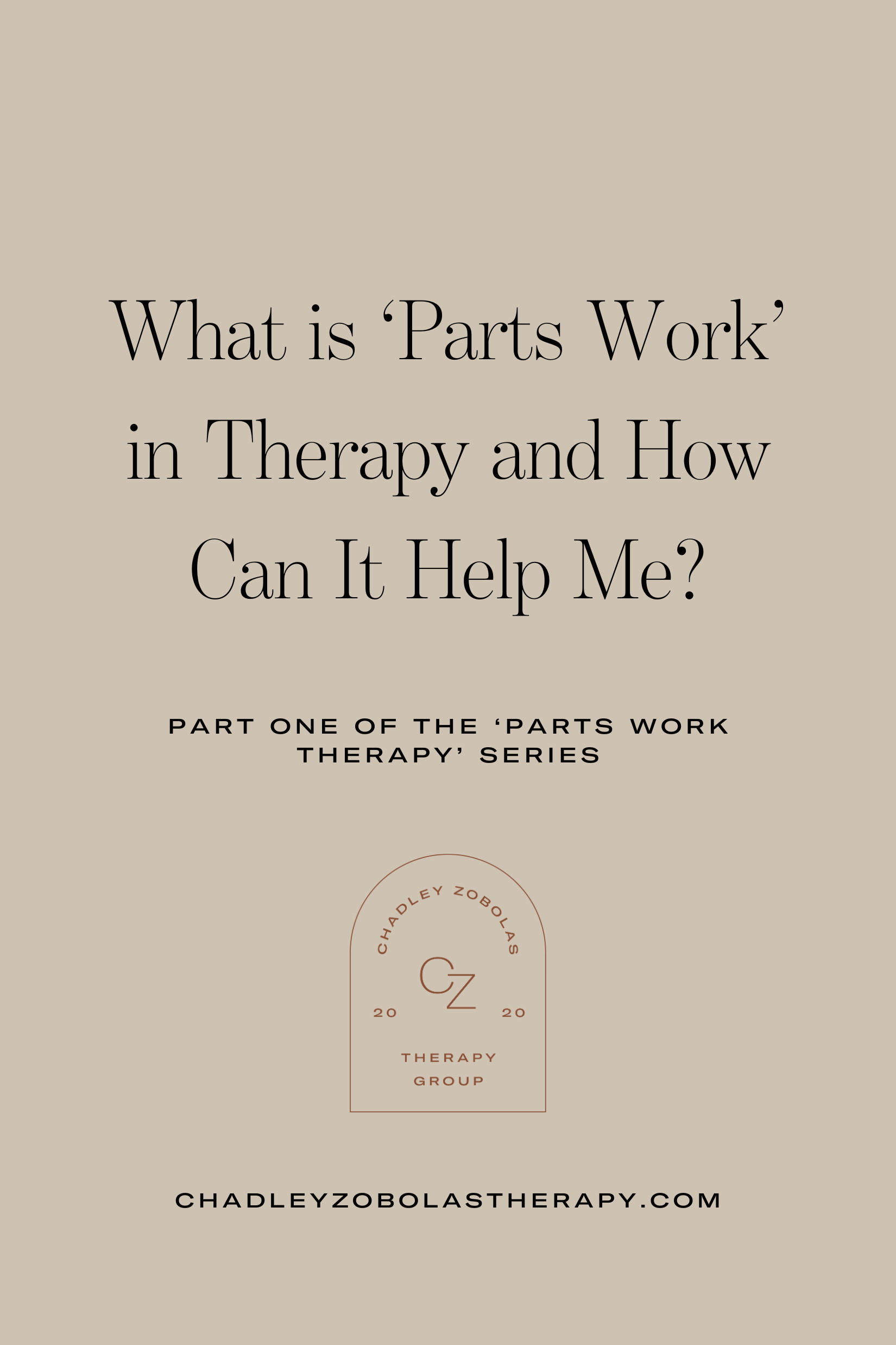 Blog title: What Is 'Parts Work' in Therapy and How Can It Help Me?, featuring the Chadley Zobolas Therapy logo.