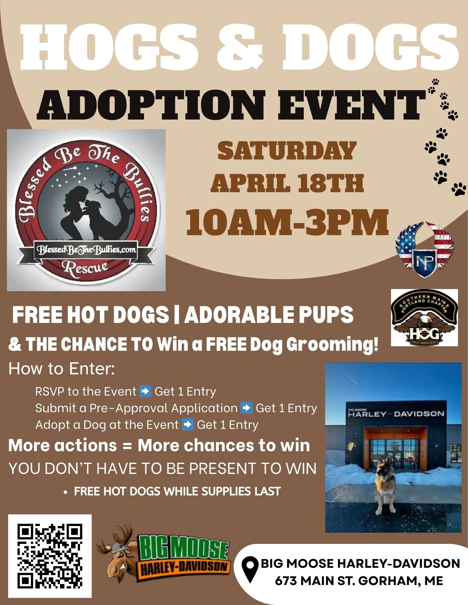 Hogs &amp; Dogs                                                          Adoption Event at                                             Big Moose Harley-Davidson