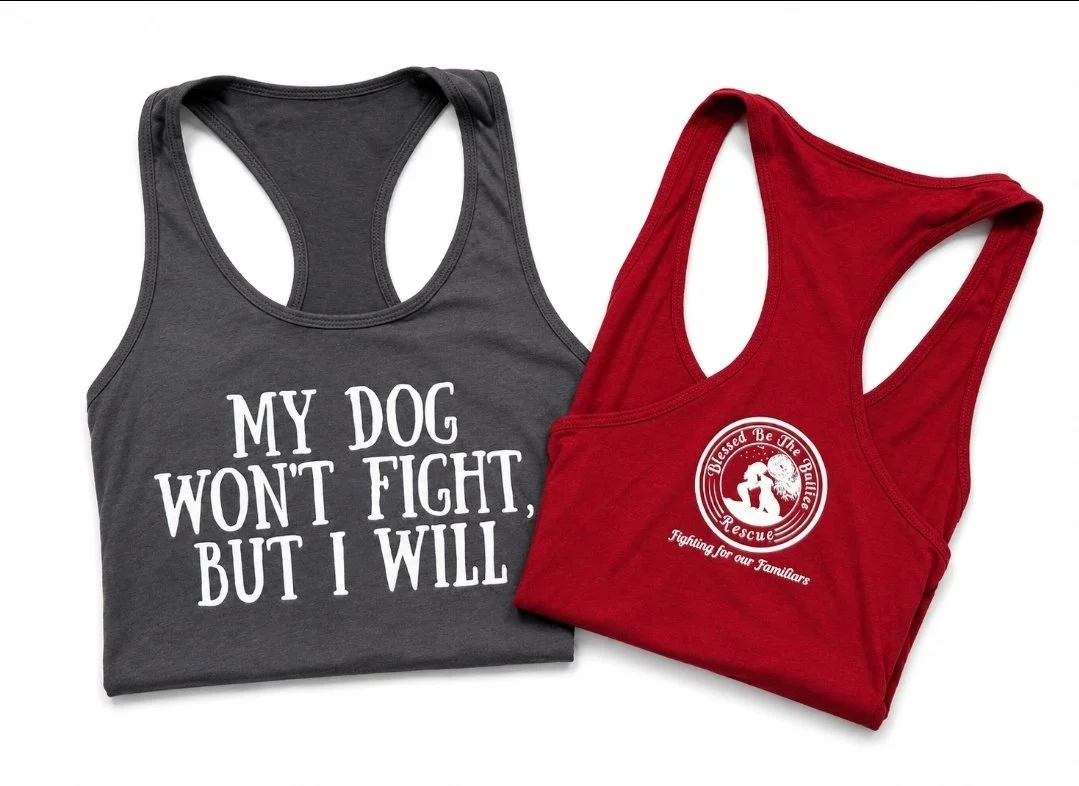 Ladies' "My Dog Won't Fight But I Will" Racerback Tank Top