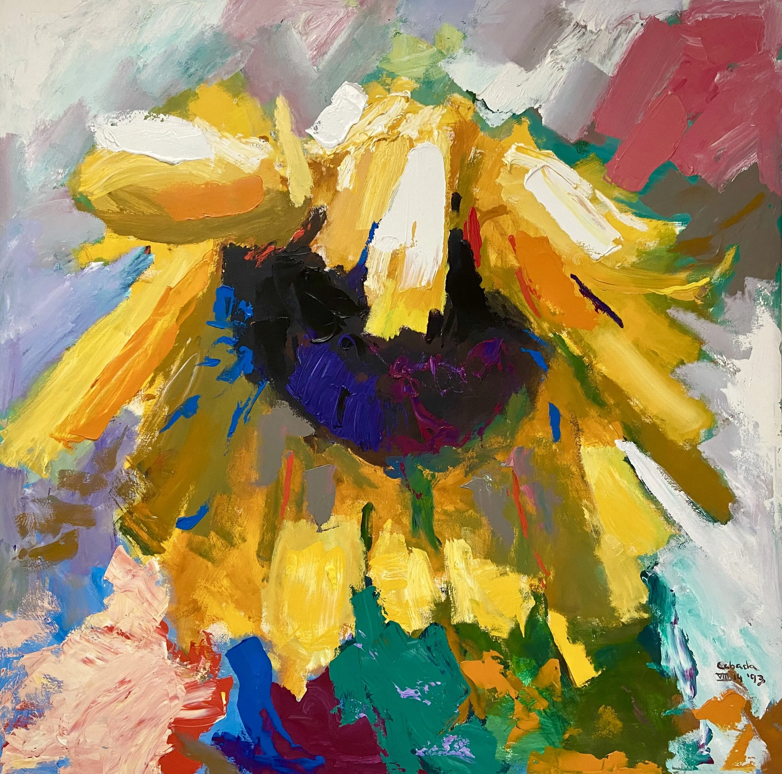 Single Sunflower, Acrylic on Canvas, 70 X 70