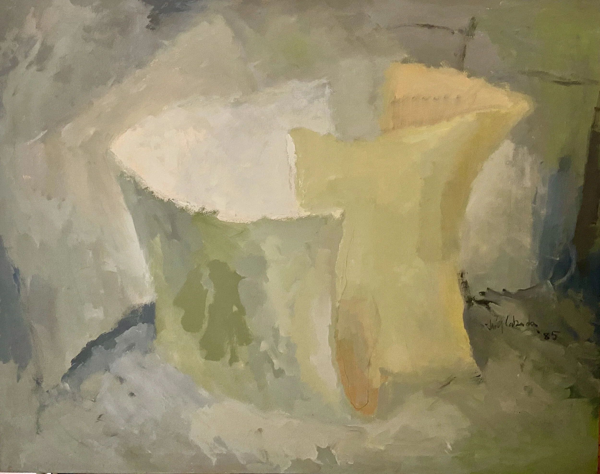 "Circular in White", 1985, Acrylic on Canvas, 40 x 60.5 in.