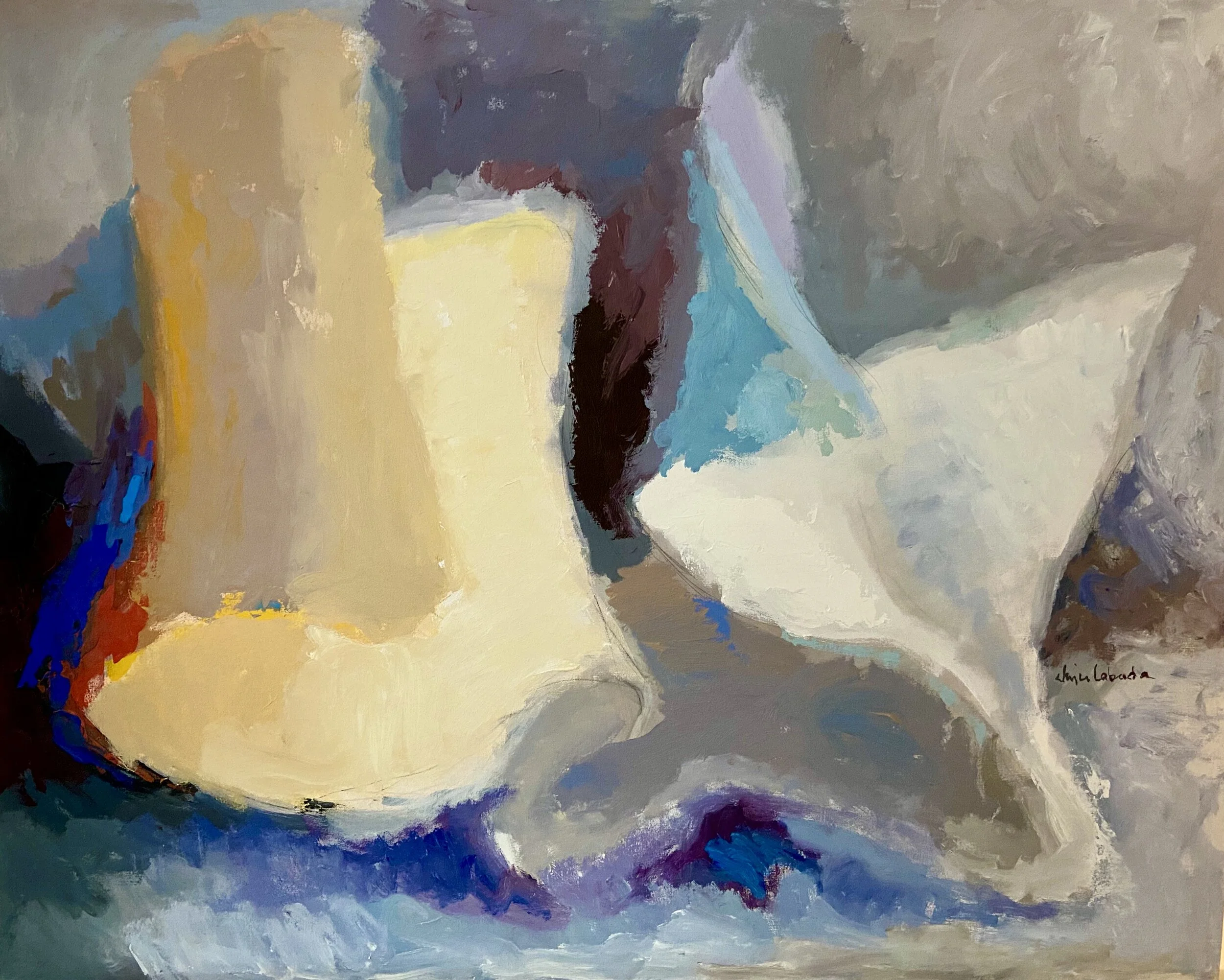Flexible Figures" Acrylic on Canvas, 47 x 60.