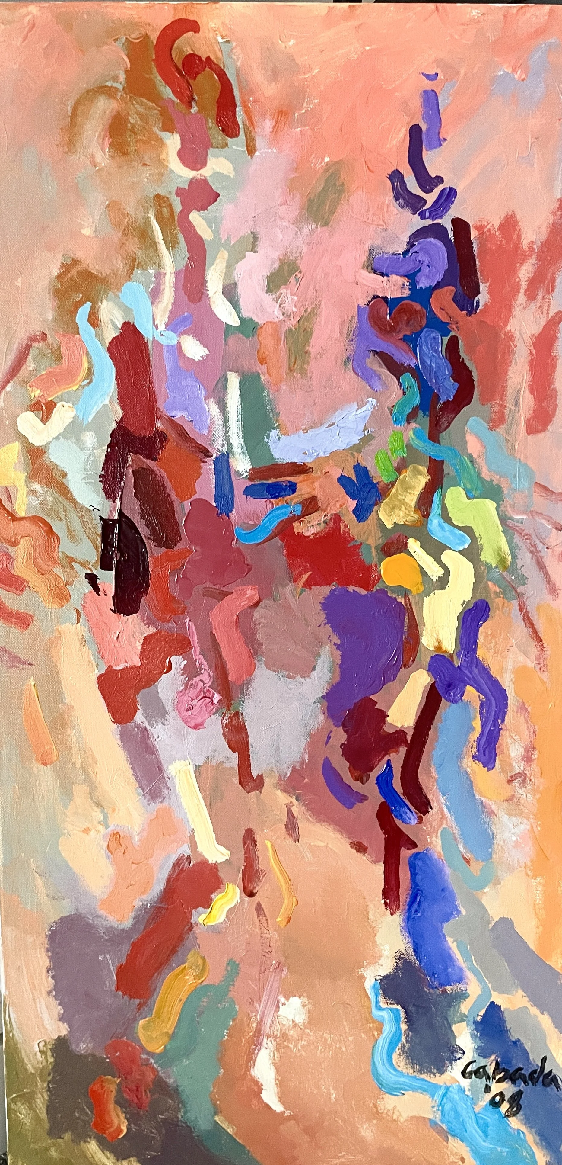 "Rhythmic Intention I," Acrylic on Canvas, 36 x 18 in.