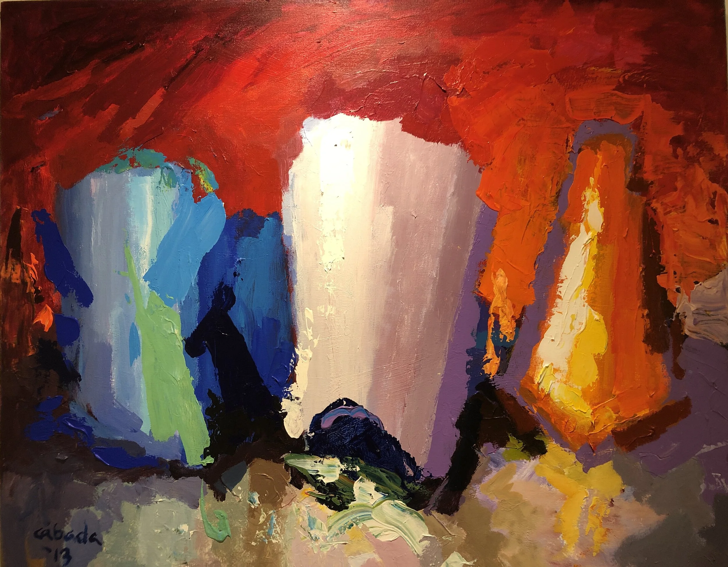 "Fire Unraveling (New Beginnings)", 2013, Acrylic on Canvas, 40 x 48 in.