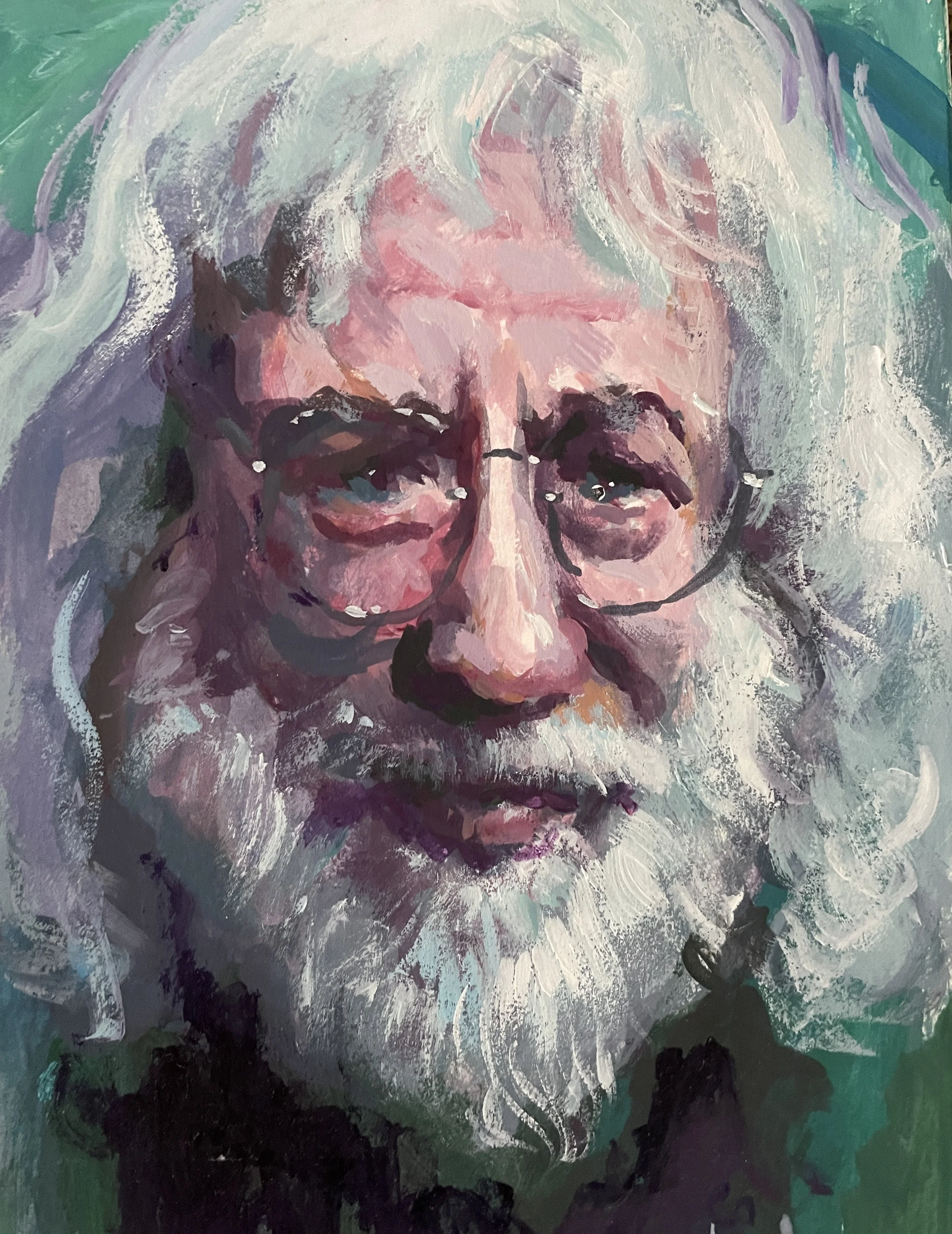 "Jerry Garcia" acrylic on paper, 14 x 17
