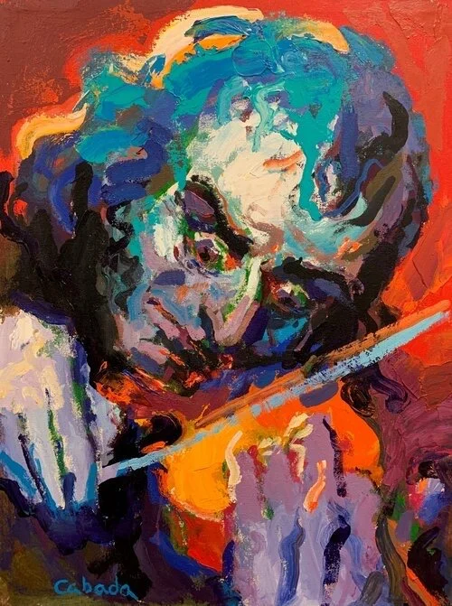 "Paganini with Violin II", Acrylic on Canvas, 32 x 24 in.