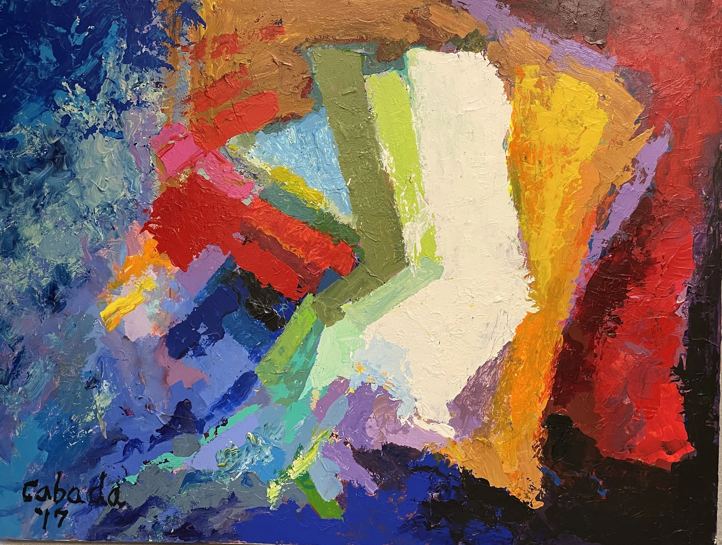 "Forms Collide" acrylic on canvas, 30 x 40 in.