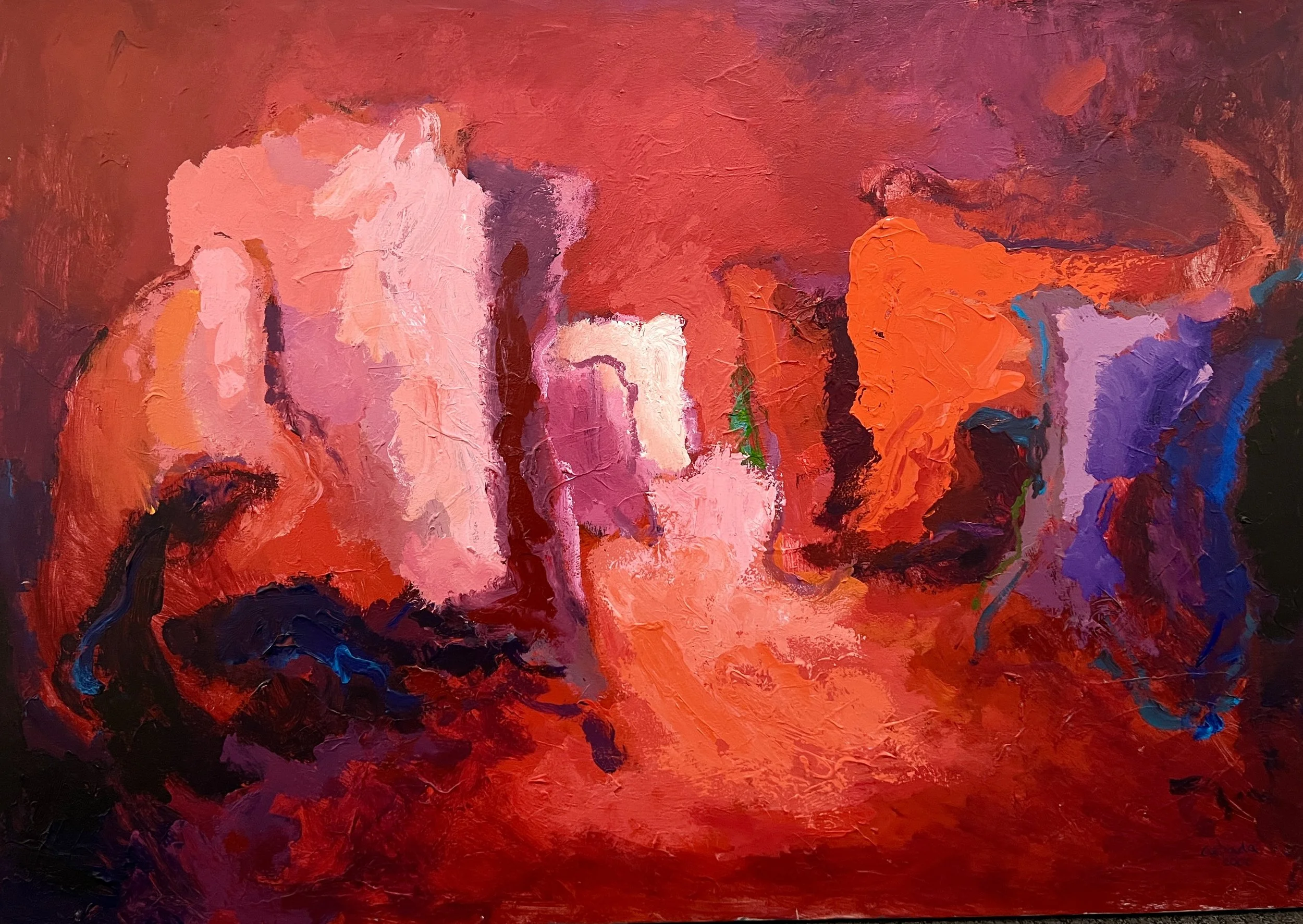 "Landscape in Red," Acrylic on Canvas, 40 x 57 in.