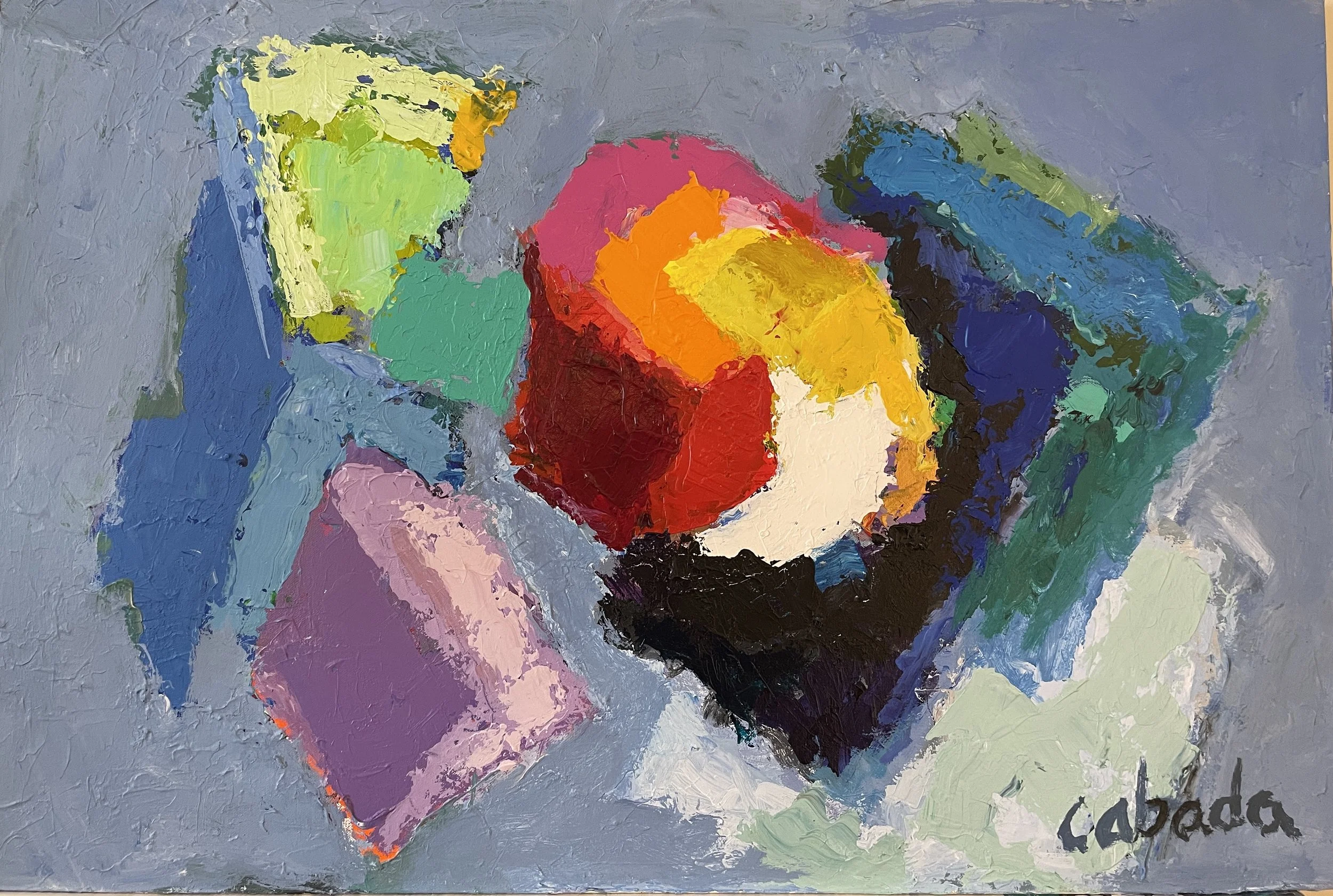 "Floating elements" acrylic on canvas, 20 x 32 in. 2020