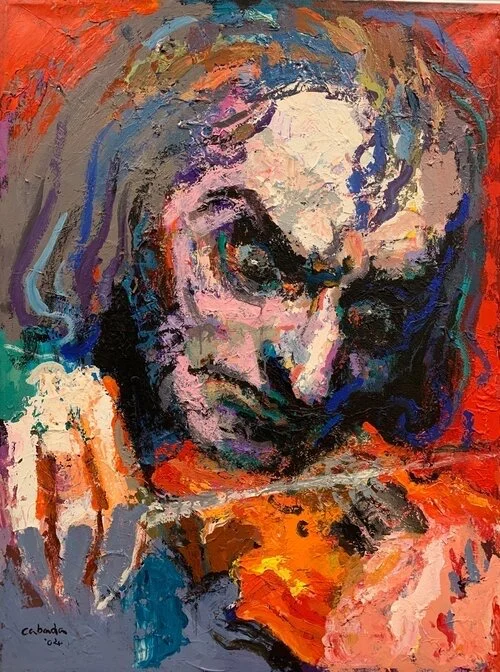 "Paganini with Violin III", Acrylic on Canvas, 48 x 36 in.