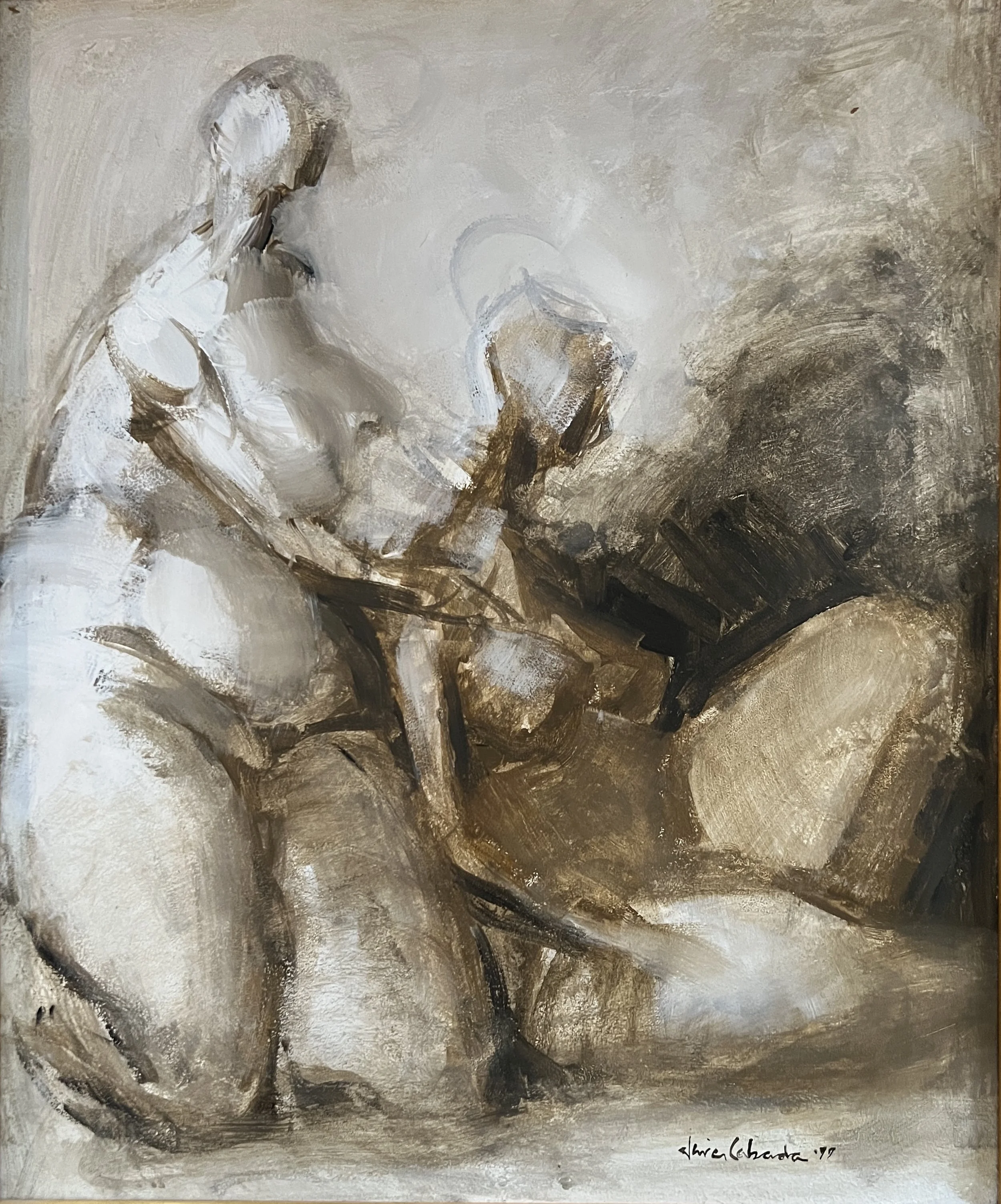 Nudes Together, 20 x 24. 1977, Acrylic on Wood