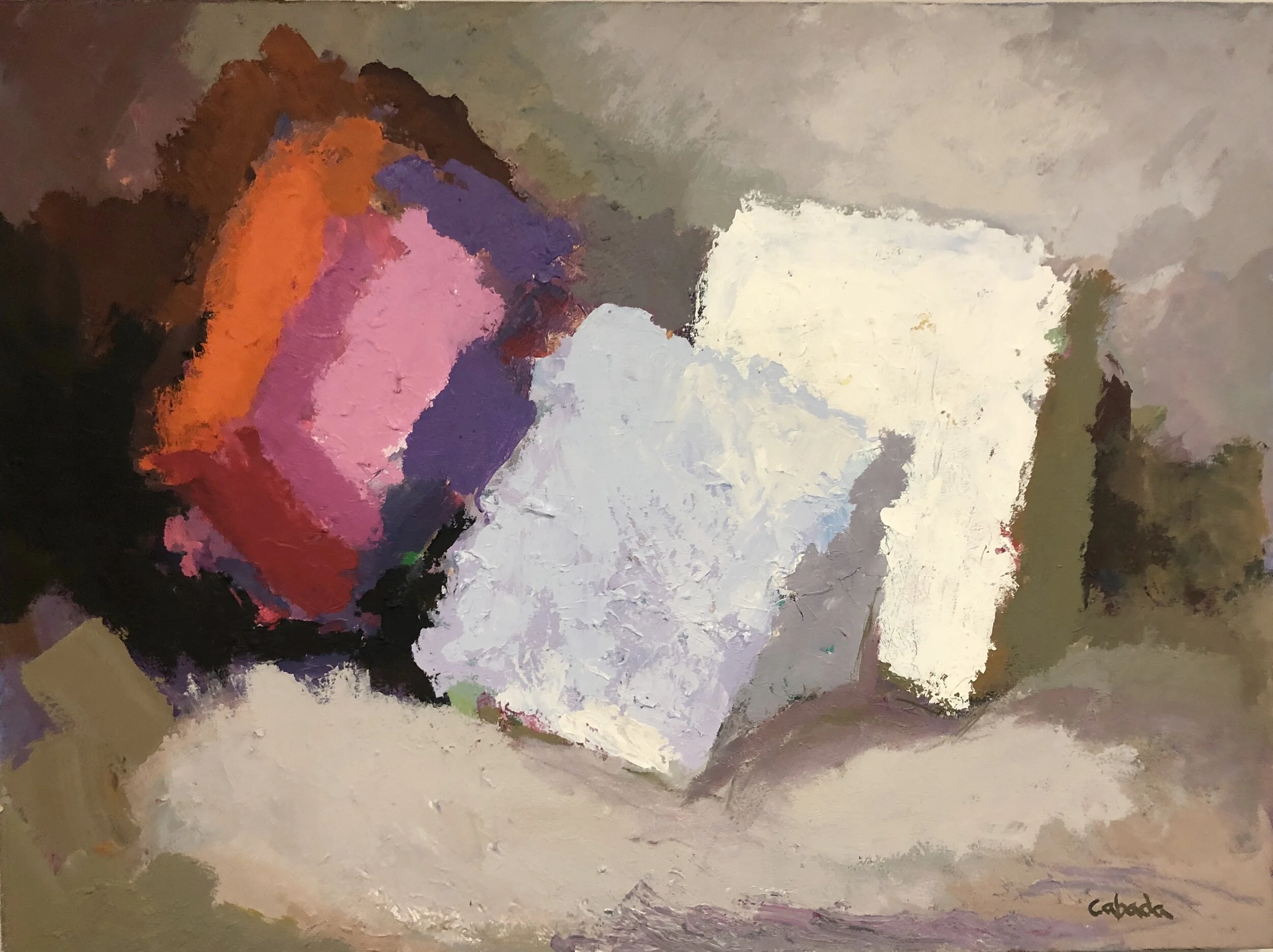 "Composition in Lavender and Pink" Acrylic on Canvas, 30 x 40 in.