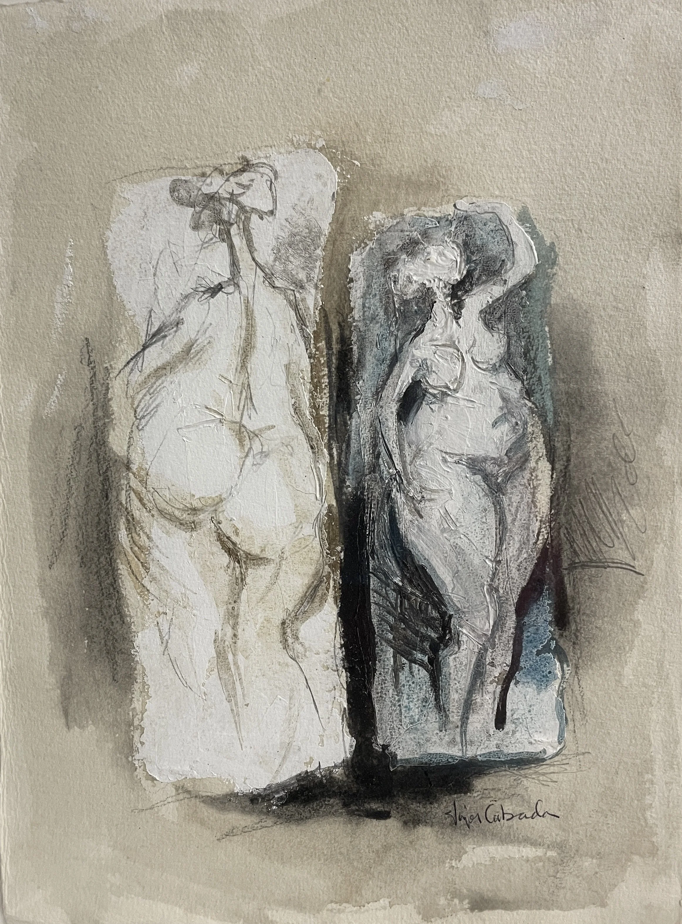 Nudes II, acrylic on paper, 10 x 13