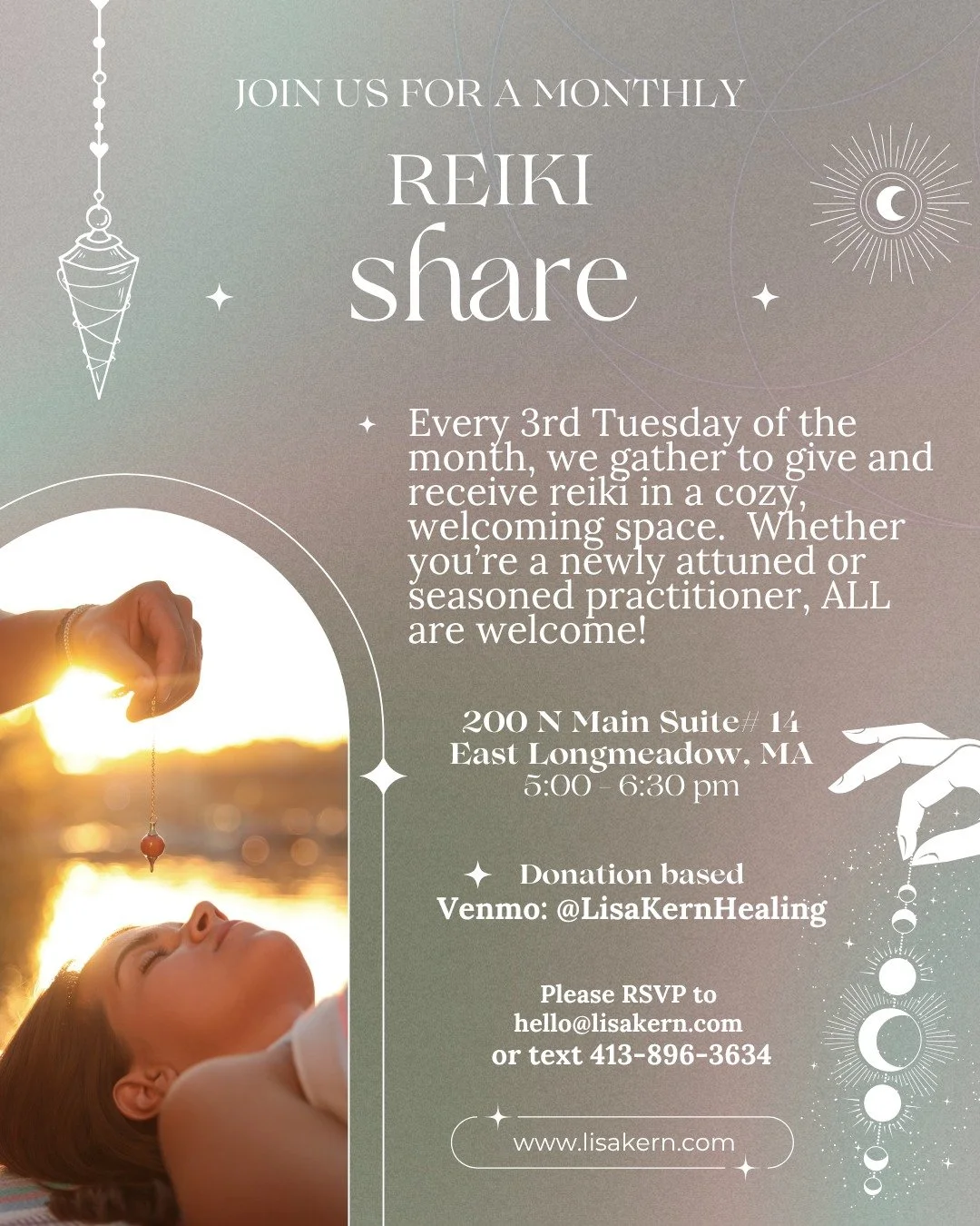 Sometimes the most healing thing you can do is show up and receive.

No agenda or performing. Just a safe space of lovely healers here to relax, receive, and share their gifts.

Reiki Share is back this Tuesday.
📅 Tuesday, June 16th
📍 200 N Main Su