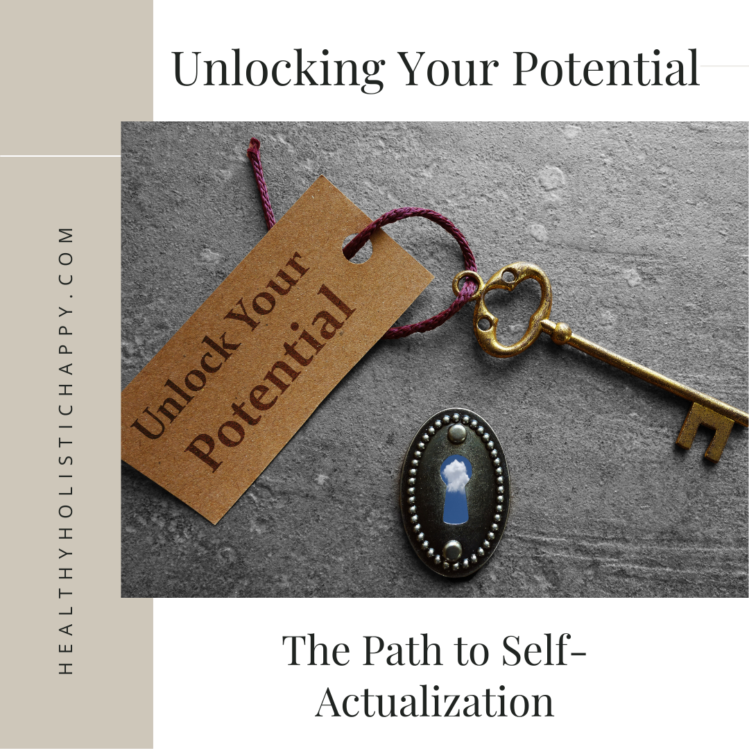 Unlocking Your Potential blog cover graphic by Lisa Kern, exploring personal growth, self-actualization, and holistic healing through Maslow's hierarchy of needs.