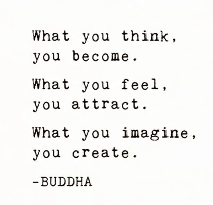 Inspirational quote by Buddha: What you think, you become; what you feel, you attract; what you imagine, you create.