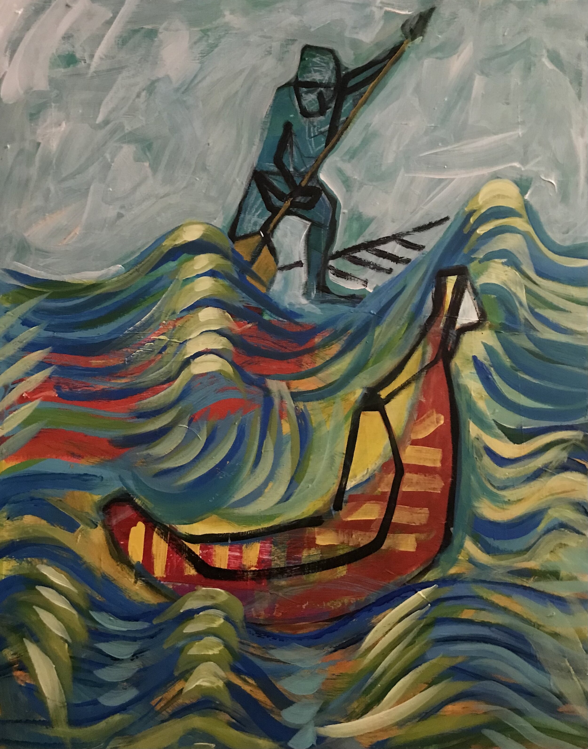 Man with Sea, Boat