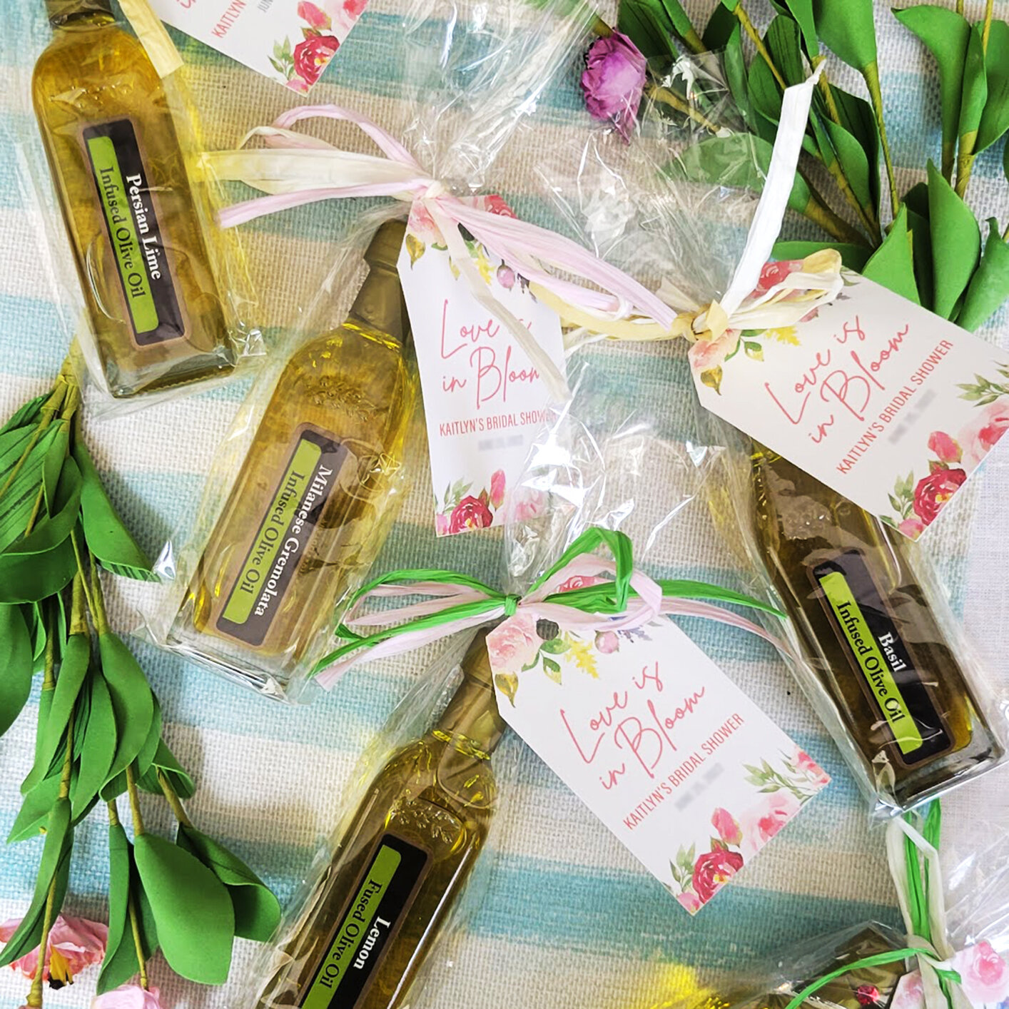 Love is in Bloom 💕 Make your celebration unforgettable with personalized party favors crafted with love and care. 💖 Message us or email info@phatoliveoil.com to get started
