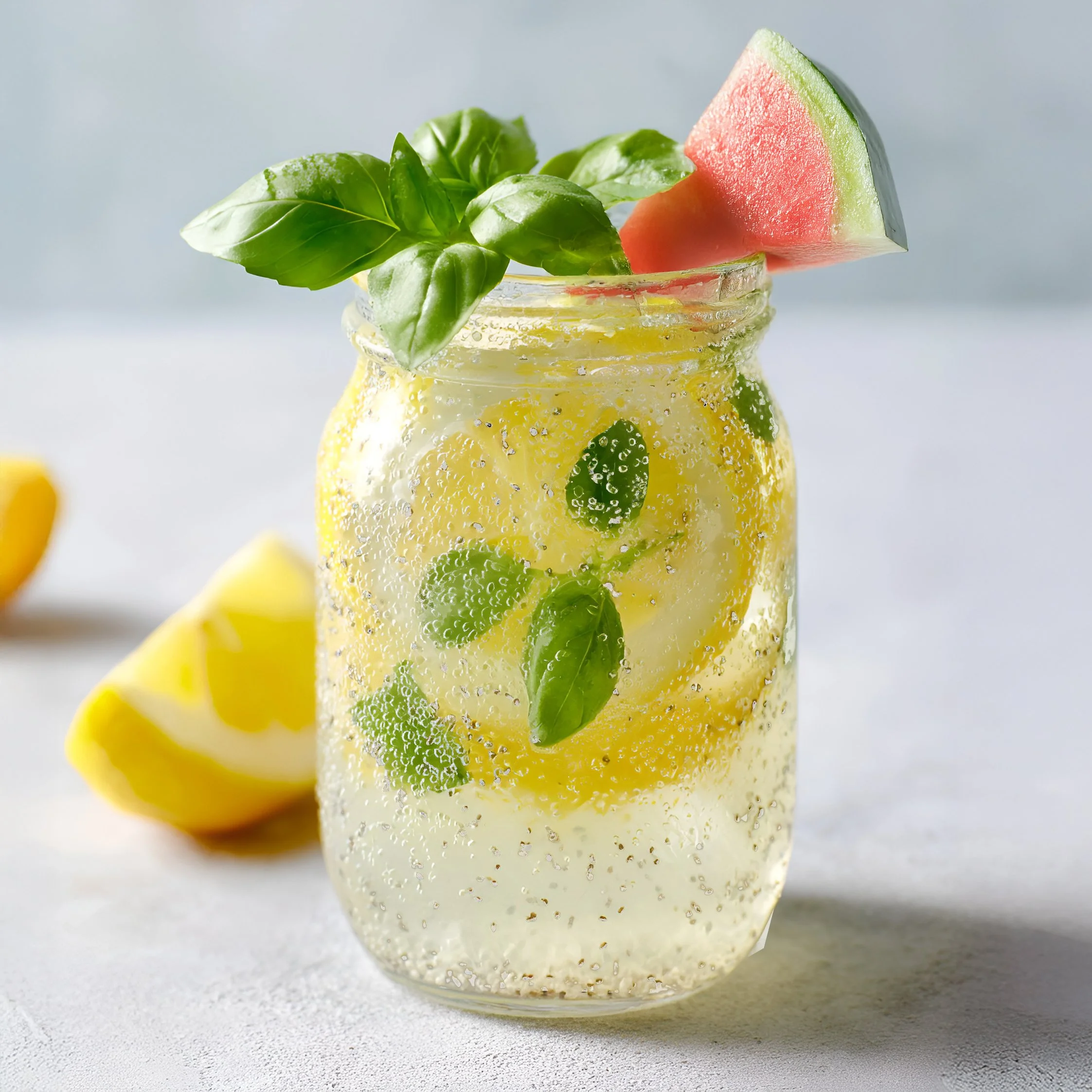 Watermelon Rose Balsamic Basil Lemonade
