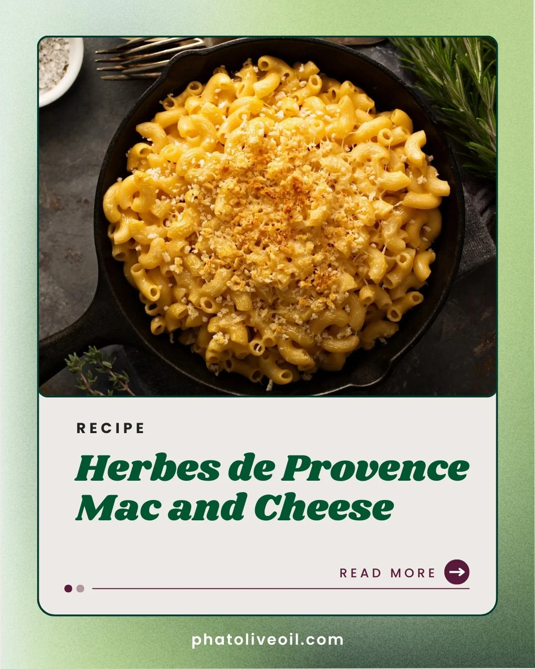 A classic comfort meal can easily be elevated with our Herbes de Provence olive oil. 🌿 🫒 
Visit our website for more recipes ➡️ phatoliveoil.com