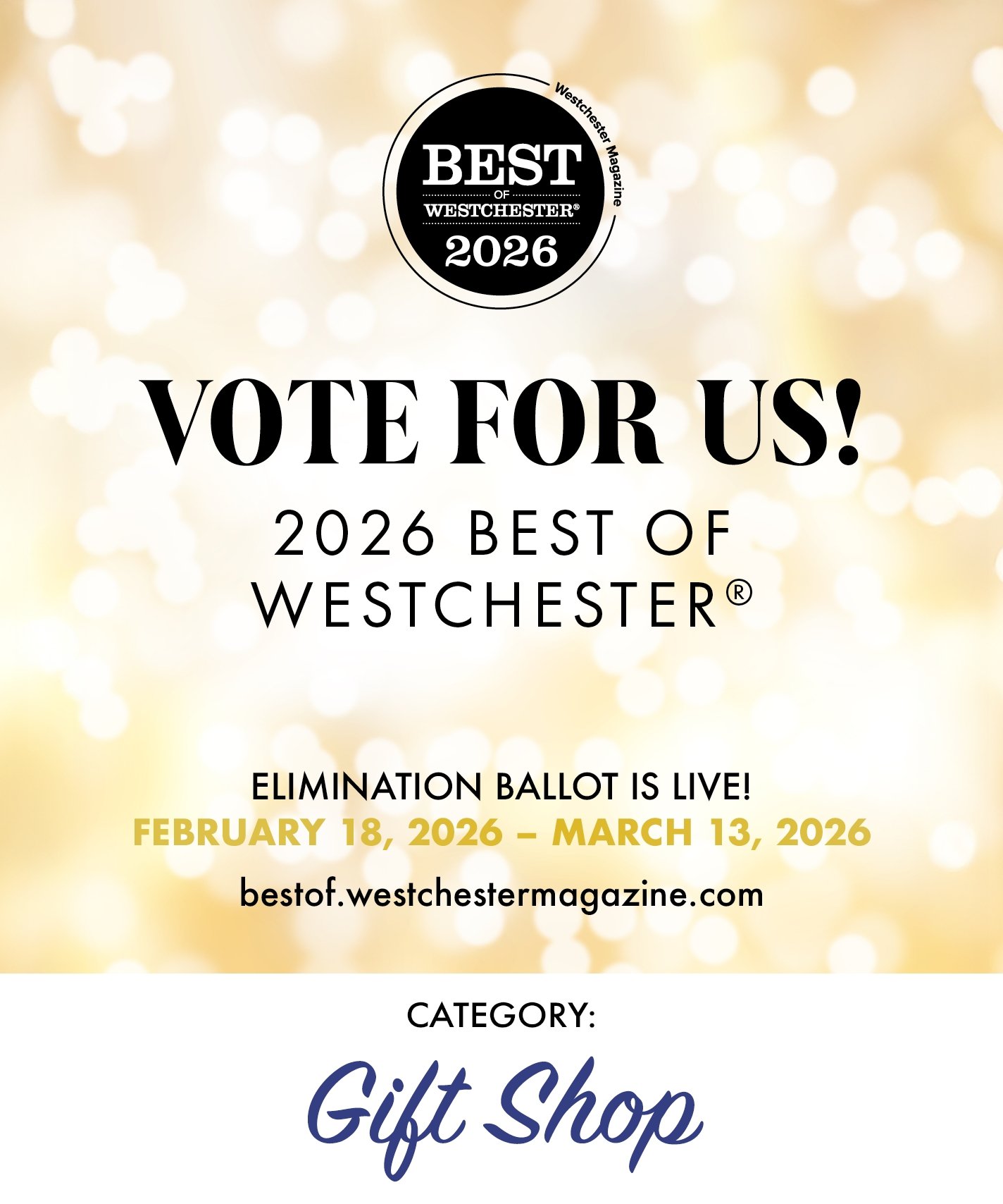 Tomorrow is the last day to cast your vote for the final round for the Best of Westchester 2026! 🏆 We're in the running for Best Gift Shop (under the Shopping Category) and would love your vote!

➡️ bestof.westchestermagazine.com/shopping/gift-shop
