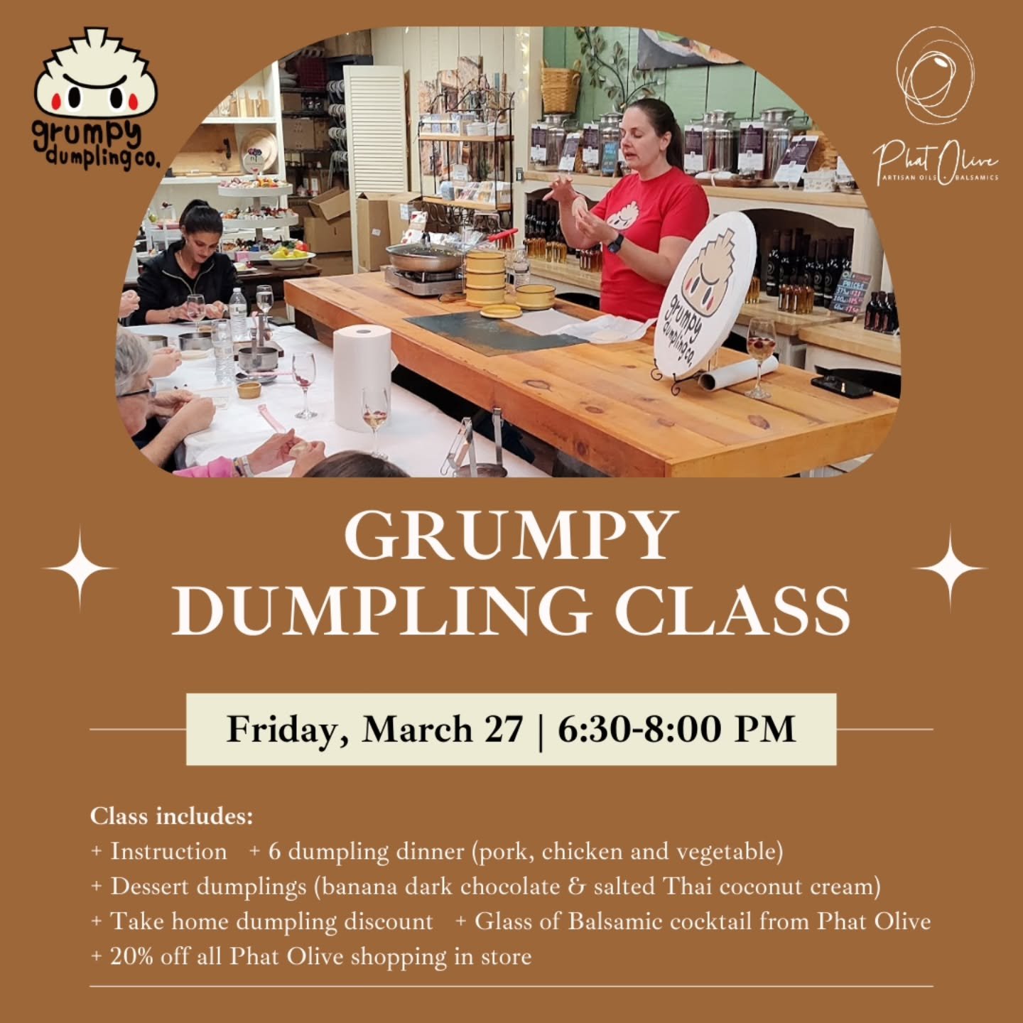 Spots still available for our next dumpling making class with @grumpydumplingco 🥟 Sign up now!

🗓️ Friday, March 27
⏰ 6:30-8:00pm
📍 Phat Olive
🔗 Link in bio to sign up
