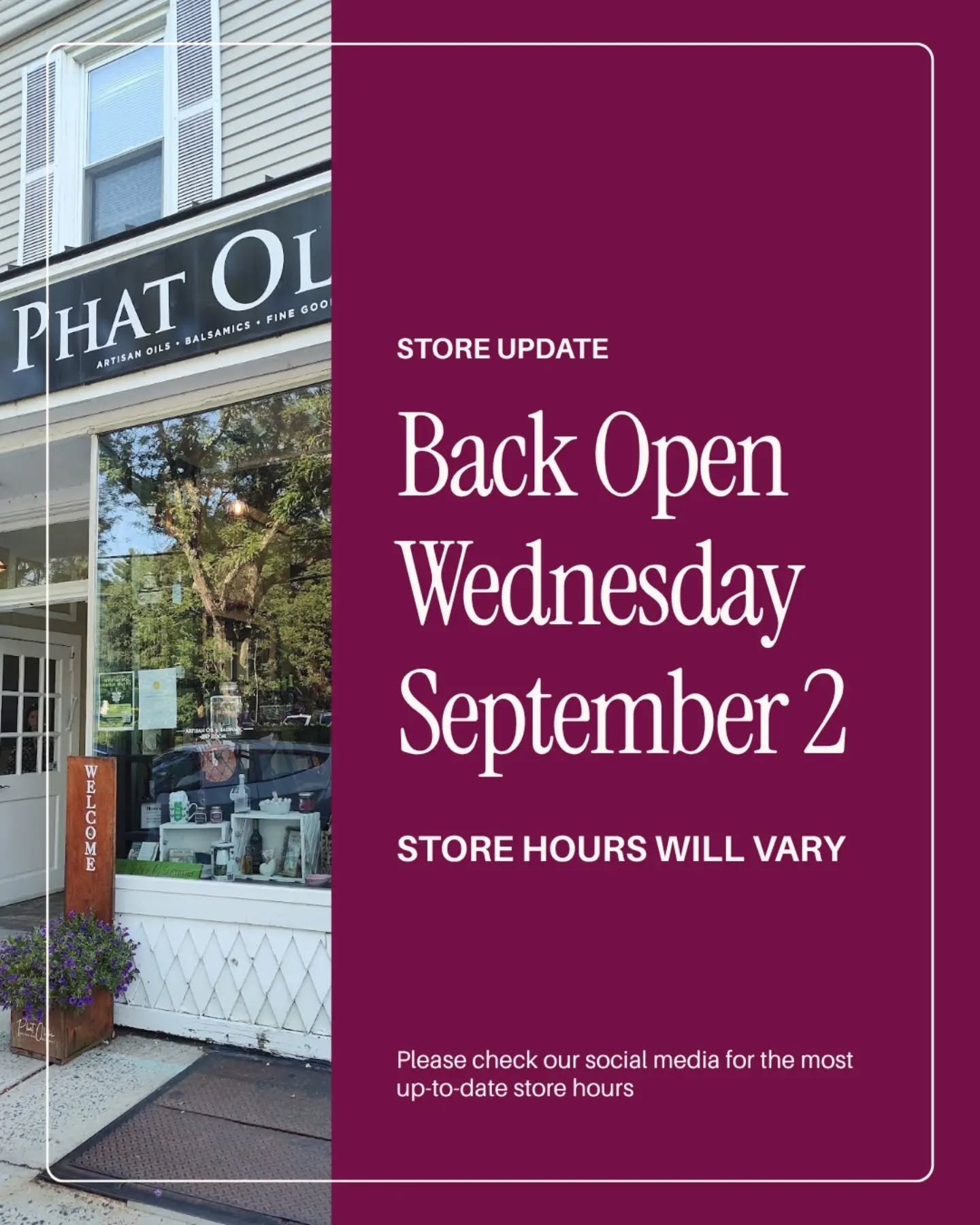 We'll be back open starting tomorrow 9/2 with some shortened hours! ⏰ 12-5pm