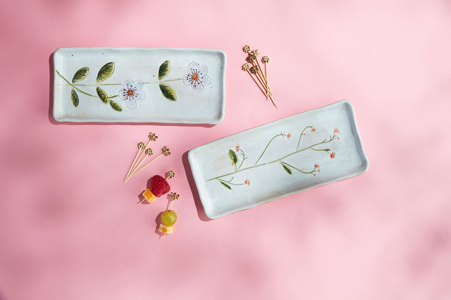 Flower Stoneware Tray Set