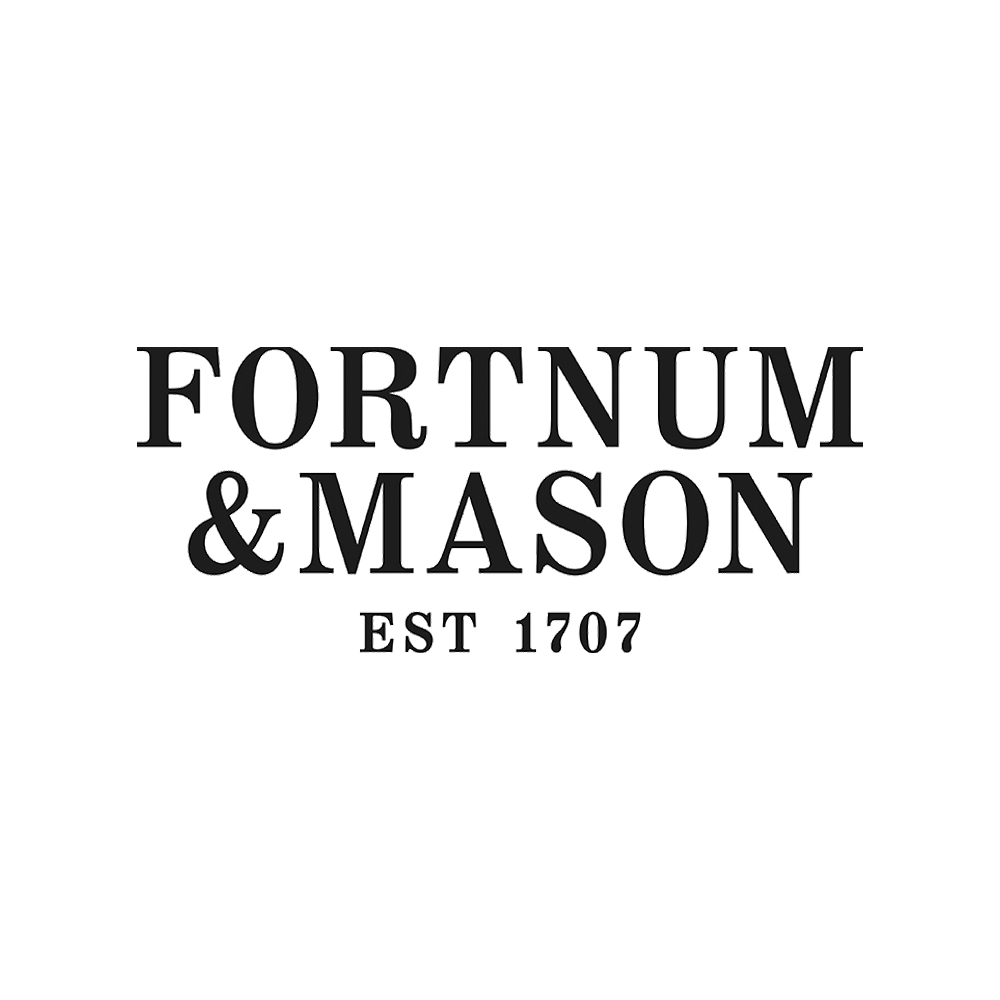 Logo for Fortnum & Mason featuring their name, established in 1707, with a decorative crest at the top.