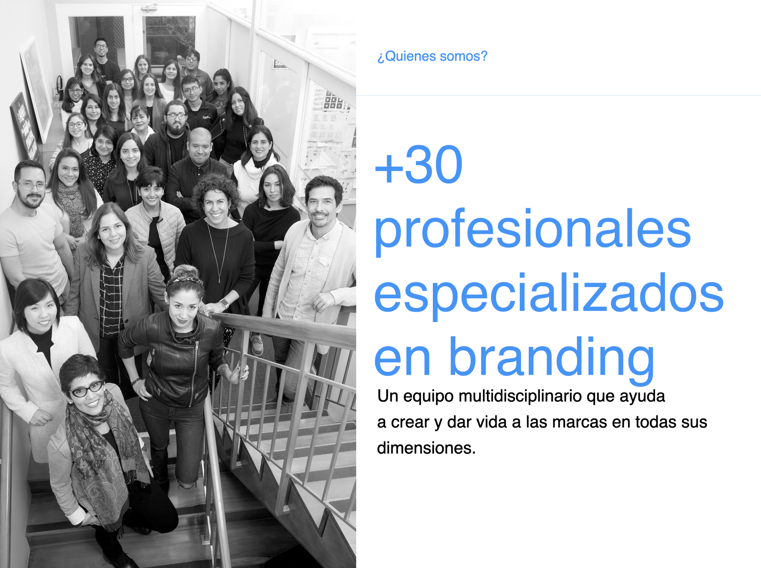 Grupo diverso de profesionales en un espacio interior, posando para una foto. Algunos se ven sonriendo y otros con expresiones neutrales, con fondo de ventanas y paredes decoradas.