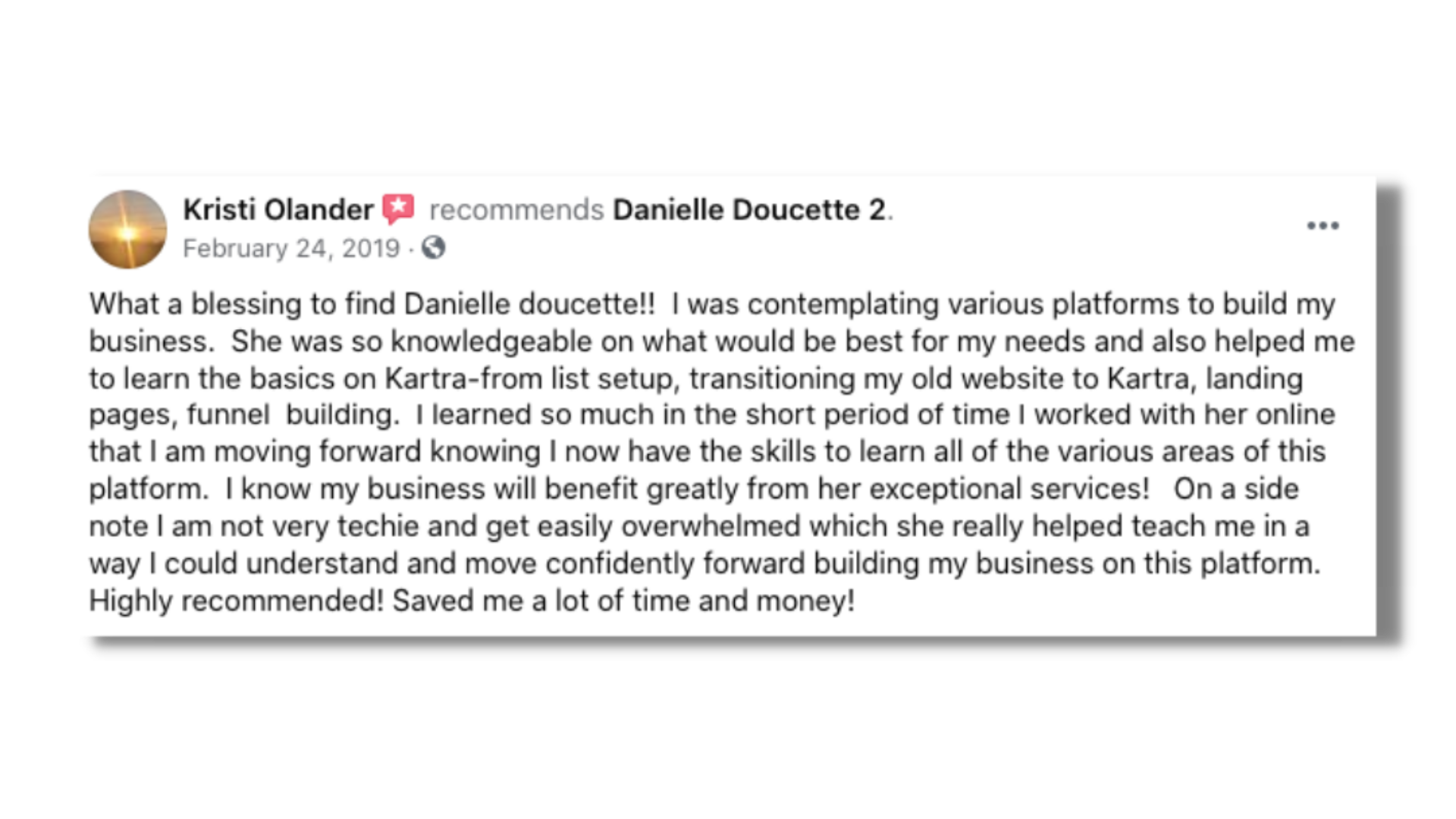 What a blessing to find Danielle doucette!! She was so knowledgeable on what would be best for my needs.Highly recommended! Saved me a lot of time and money!