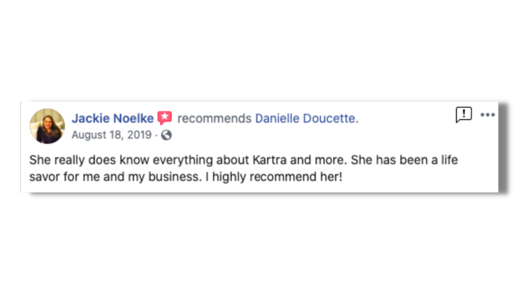 She really does know everything about Kartra amd more. She has been a life savor for me and my business. I highly recommend her!
