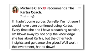 I'm blown away by not only the knowledge she has about Kartra, but the order tech insights and guidance she gives! Well worth the investment, hands down!
