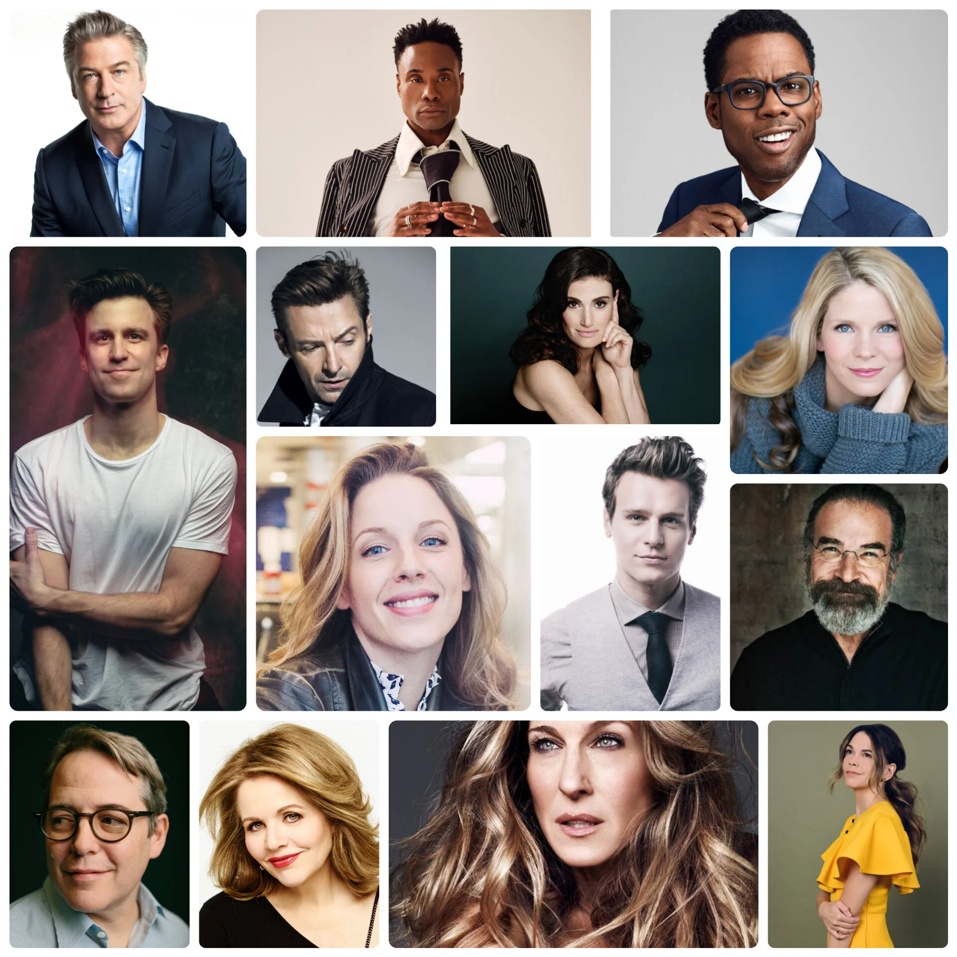 Photo credits: Shavonne Wong (Billy Porter), Ben Watts (Hugh Jackman), Laura Marie Duncan (Kelli O’Hara), Tawni Bannister (Matthew Broderick) and Andrew Eccles (Renee Fleming)
