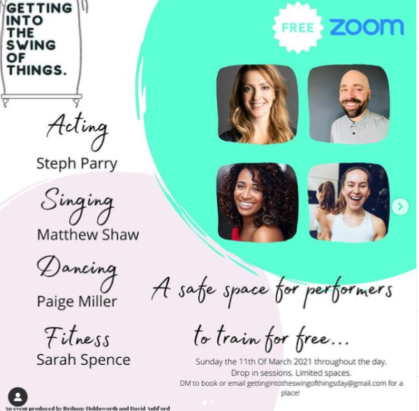 FREE Day Workshops for performers announced by GETTING BACK INTO THE SWING OF THINGS