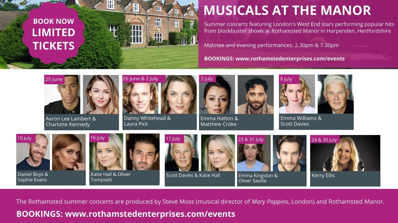 West End stars to feature in summer concert series at Rothamsted Manor in Hertfordshire