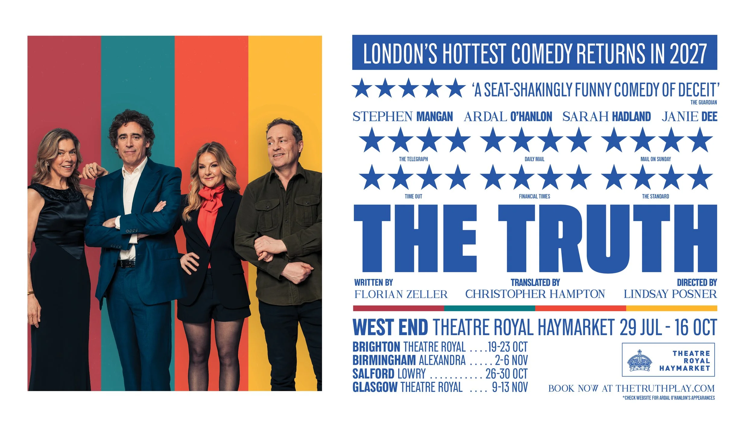 Florian Zeller’s smash hit comedy THE TRUTH returns to West End next summer